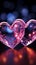 Twin neon hearts create a mesmerizing display, embodying loves radiant energy