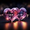 Twin neon hearts create a mesmerizing display, embodying loves radiant energy