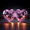 Twin neon hearts create a mesmerizing display, embodying loves radiant energy