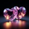 Twin neon hearts create a mesmerizing display, embodying loves radiant energy