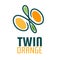 twin orange fruit food logo design illustration