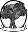 Twin Palm Sun Badge Oval Banner Grayscale