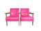 Twin pink old sofa chair