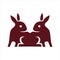 Twin rabbit flat design icon logo