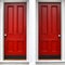 Twin Red Wood Panel Entry Door on Historic Home