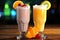 Twin refreshment Two smoothie cocktails, a colorful and inviting duo