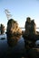 Twin Rocks in Oregon at sunset