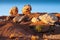 Twin Rocks at sunset at Capitol Reef National Park, Utah, USA