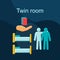 Twin room flat concept vector icon