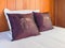 Twin silk pillows in the bedroom