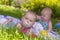 Twin sisters playing outdoor