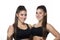 Twin smiling fitness-girl