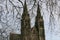 Twin spires of the Bazilika svateho Petra a Pavla Basilica of St Peter and Paul in Prague, Czech Republic. Basilica of St Peter