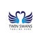 twin swans logo template design vector in isolated background