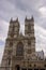 The twin towers of the Westminster Abbey`s western entrance.