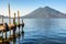 Twin volcanoes at early morning, Lake Atitlan, Guatemala