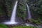 The twin waterfalls that part of beauty of Raung Mountain Sloves, Kalibaru Wetan Village, Banyuwangi Regency, Indonesia. Tirto