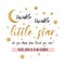 Twinkle twinkle little star text with gold star and moon for girl boy baby shower card invitation