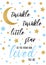 Twinkle twinkle little star text with golden oranment and blue star for boy baby shower banner template