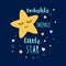 Twinkle twinkle little star text with yellow sleepeing star Baby shower template design