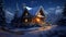 Twinkling Snowflakes Creating a Breathtaking Scene on a Tranquil and Cozy Winter Evening.