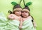 Twins brothers babies weared in acorn hats