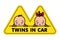 Twins in car sticker. Fases of baby boy and girl