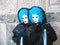 Twins in Carnival costumes & masks, Italy, Venice