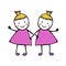 Twins Girls. Flat people in children`s style