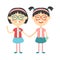 Twins happy kids holding hands boy and girl vector illustration.