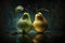 Twins Siblings Pears Black Background. Generative AI