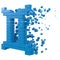 Twins zodiac sign shaped data block. version with blue cubes. 3d pixel style vector illustration