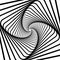 Twisted black lines turning into a vector 3d tunnel from a geometric shape. Abstract white background graphic spiral