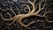 Twisted Branches Shaped into 3D Fractals of Wood Bio Sculpture for Decorative Backgrounds .