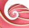 Twisted donut with strawberry icing and topping on white background, spiral effect