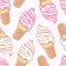 Twisted ice cream cone. Stylized seamless pattern