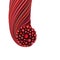 Twisted mixed red color string shape on white