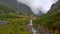 Twisted mountain road through the Alps