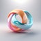 Twisted Rings In Light Cyan And Orange: 3d Rendered Minimalist Design