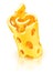 Twisted slice of yellow porous cheese food