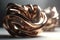 Twisted Waves in Bronze and Aged Brass: A Modern Minimalist 3D Render
