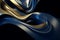 Twisted Waves Meet Modern Minimalism in Midnight Blue and Champagne Gold 3D Desig