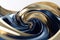 Twisted Waves: A Modern Minimalist 3D Render with Midnight Blue and Champagne Gold