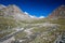 Twisting mountain river in Tien Shan