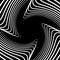 Twisty, spirally shape abstract monochrome geometric element.