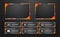 Twitch overlay for game streaming in orange and silver