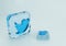 Twitter application logo 3d rendering on blue background