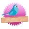 Twitter badge with Blue bird and sign