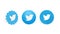 Twitter bird logotype on the blue chip for verified users. Set of 3D vector illustrations.