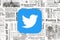 Twitter icon on retro newspaper background